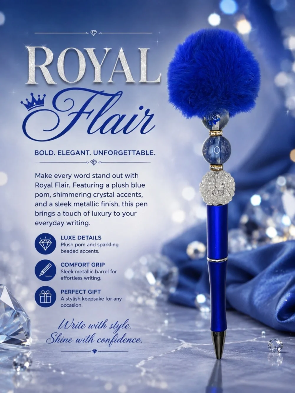 Blue Crystal Statement Pen